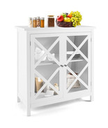 Freestanding Kitchen Buffet Cabinet with Glass Doors and Adjustable Shel... - $211.82