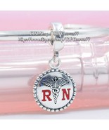 925 Sterling Silver Exclusive Engraved Charm RN Dangle Charm with Enamel... - £14.00 GBP