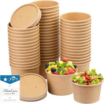 [75 Sets] 12 Oz Paper Soup Cups,Paper Food Containers With Vented Lid,, Dessert - £32.88 GBP