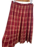 Pendleton Maxi Skirt Size 8 Dk Red Plaid Floral Long Vintage Wool Dark A... - $1,414.87 MXN