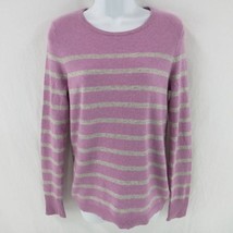 TALBOTS 100% Pure Cashmere Striped Long Sleeve Pullover Sweater, Purple,... - $911.40 MXN