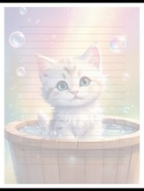 Kitty Bath - Lined Stationery Paper (25 Sheets)  8.5 x 11 Premium Paper - $12.00