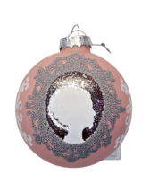 Christmas Glass Ball Ornament Gems Embellished Pink Glittery Chic Indoor... - $12.19