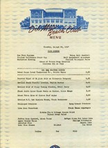 Del Mar Beach Club Menu Santa Monica California 1947  - $297.75