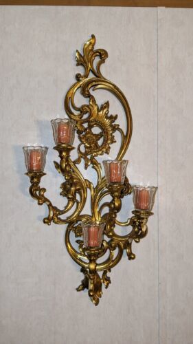 Primary image for Vintage Hollywood Regency Syroco MCM 5 Arm Wall Sconce  #4049 36” Patent 1968
