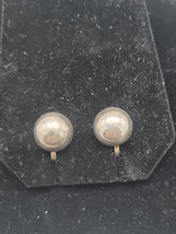 Vintage Sterling Silver 925 Dome Screw-Back Earrings Signed Classic Neutral - $10.69