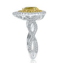 GIA Certified 1.57 CT Pear Light Yellow Diamond Engagement Ring 18k White Gold - £4,087.30 GBP