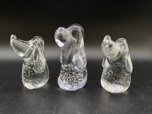 Leonard Towle Art Glass Hound Dog Paperweight Bullicante Bubbles Figure ... - $53.45