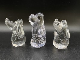 Leonard Towle Art Glass Hound Dog Paperweight Bullicante Bubbles Figure LOT 3 - £42.71 GBP