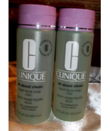 2 Clinique All About Clean Liquid Facial Soap Mild 6.7oz Dry Combination... - £25.37 GBP