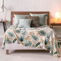 Leaves Tropical Nordic Reversible Light Blanket Very Softy And Warm Throw Size - £29.58 GBP