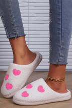 Pink Heart Pattern Valentines Fuzzy Winter Slippers - $166.66 MXN