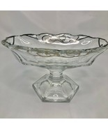 Glass with Silver Design Pedestal Candy Nut Bonbon Trinket Bowl EUC - £18.64 GBP