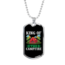 Camper Necklace King of The Campfire Necklace Stainless Steel or 18k Gold Dog T - £37.92 GBP+