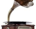 Wooden Phonograph Gramophone Turntable Vinyl Record Player Speakers Ster... - $555.99