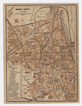 1900 Antique City Map Of Ghent Gent Gand / Belgium / Two Maps Set - £21.46 GBP