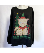 Grumpy Cat Bah Humbug Ugly Christmas fun Sweatshirt Holiday Time black b... - £11.81 GBP
