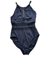 La Blanca Women’s Black Mesh Panel Cutouts High Neck One Piece Swimsuit 10 - $27.42 CAD