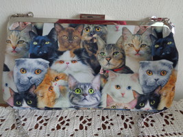 CAT LADY BOX Cat Collage Photographic Crossbody Clutch Bag Purse Chain Strap NEW - £20.03 GBP