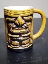 Vtg 1970s Tiki Coffee Mug Ceramic Lucky Totem Painted Bisque 5&quot; Tall Hawaiian - £16.18 GBP