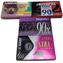  4 Cassette Tapes 60-110 Minutes Memorex, BASF, Magnetics New Sealed - $25.73