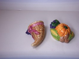 CORNICOPIA &amp; VEGATABLES SALT &amp; PEPPER SHAKERS  VINTAGE  UNUSED - $19.75