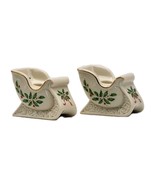Lenox Holiday Sleigh Candleholders Set of 2 Holly Berries Pattern USA Vi... - $549.97 MXN