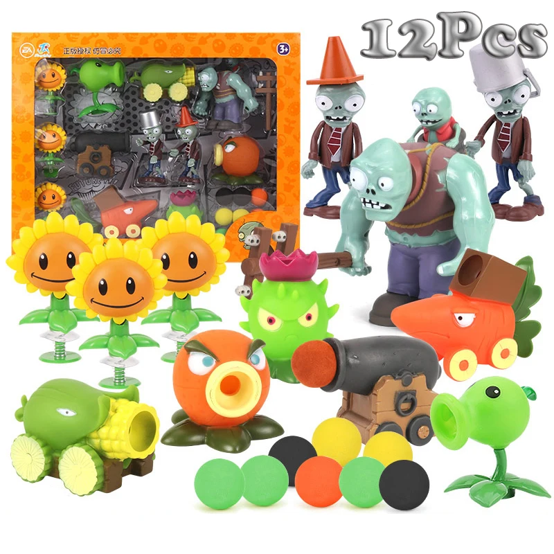 2022 New Role Plants Pea shooting Zombie Action Figure Peashooter ...