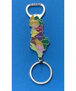 NEW ALBANIA MAP KEY CHAIN PENDANT-OPENING BOTTLE METAL-ALBANIA MAP SOUVENIR - £5.30 GBP