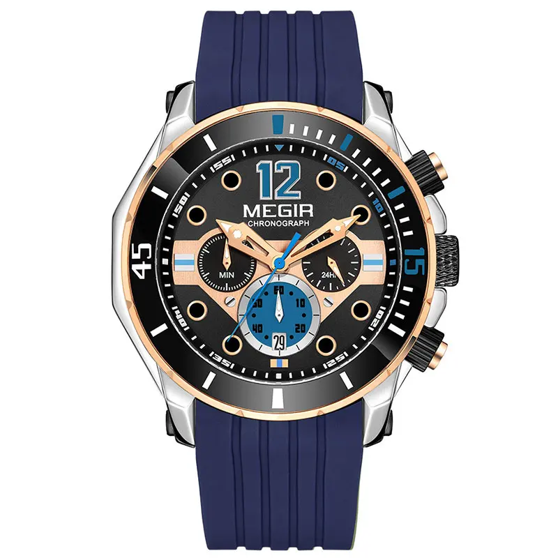 MEGIR Olive Green   for Men Fashion  Wristwatch Waterproof 24-hour Display Watch - £93.59 GBP