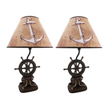 Zeckos Set of 2 Nautical Ship`s Wheel Table Lamps Captain&#39;s Destiny - £101.36 GBP
