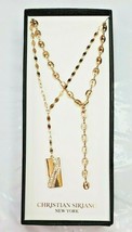 Christian Siriano New York 2 Necklace&#39;s &amp;  Pendant Gold Bar W Rhinestones New - £28.00 GBP