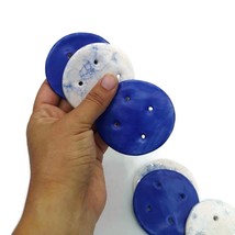 6Pc Extra Large Round Sewing Buttons Assorted Blue Handmade Ceramic For ... - $52.31