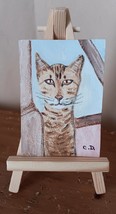 ACEO Original Orange Tabby Cat Painting Signed Collectible Miniature Art ATC - £2.94 GBP