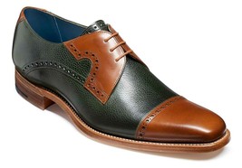 Men&#39;s Two Tone Oxford Green Brown Derby Cap Toe Premium Quality Leather Shoes - £118.86 GBP+