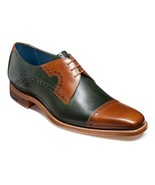 Men&#39;s Two Tone Oxford Green Brown Derby Cap Toe Premium Quality Leather ... - $205.14 CAD+