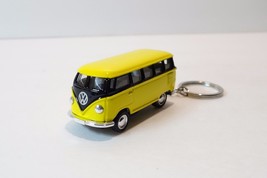 2.5&quot; Kinsmart 1962 VW Volkswagen Bus Diecast Toy Car Keychain 1:64 Yellow - £10.14 GBP