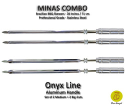 Minas Combo - Set of 4 - Brazilian Skewers for BBQ 28&quot; -  Aluminum Handle - £48.45 GBP