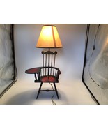 Wood Chair Desk Table Lamp Folk Art Comb Back Armchair Americana Vintage... - $175.03 CAD