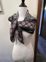 Vintage Black &amp; Gray Square sheer Polyester 35&quot; Hand Rolled Edge Womens scarf  - £11.99 GBP