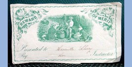 1800s antique REWARD of MERIT henrietta sherry student teacher instructo... - £33.59 GBP