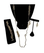 Charter Club Gold Tone Crystal Rings Station Necklace 30&quot; Bracelet Earri... - $40.12 CAD