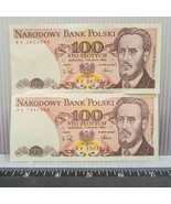 Narodowy Bank Polski 100 Sto Seotych Banknote Vintage 1988 (Lot of 2) - £13.92 GBP