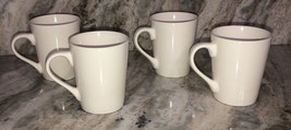 Royal Norfolk Off White Tall Stoneware Coffee Mugs Dinnerware Cups-Set O... - $59.28