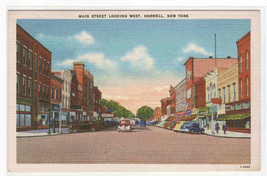 Main Street Cars Hornell NY linen postcard - £4.28 GBP