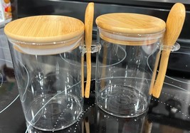 Nevfiro 2 Pack Airtight Glass Jars with Bamboo Lid and Spoon 19Oz 6&quot;L x ... - $32.16 CAD