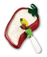 Chili Peppers Dip Bowl and Spreader - $17.82 CAD