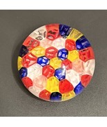 Clear Art Glass Paperweight with Multi Color Honeycomb Designs - $27.61 CAD