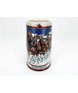 1989  Anheuser Busch  AB  Budweiser Bud Holiday Christmas Beer Stein Cly... - $26.72 CAD