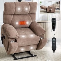 Brown Electric Lift Recliner: Dual Motor, Heat Massage, Heavy Duty - $607.99